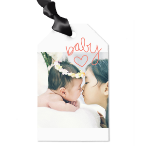 Our beautiful custom White Custom Photo Luggage Tag with Matte Light Coral Ink Digital Print Colors and Matte Black Ink Digital Print Colors has a Baby heart graphic and is good for use in Baby Shower, Hearts themed parties and will look fabulous with your unique touch. Your guests will agree!