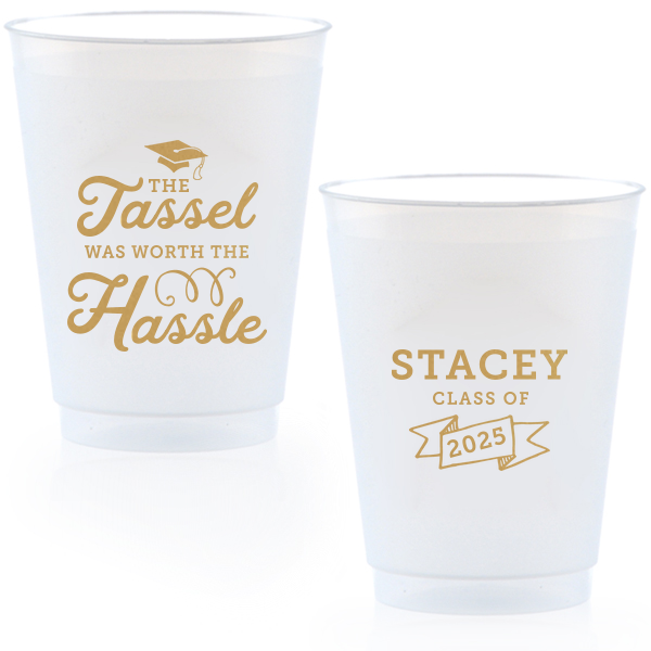 Raise a toast to hard work and success with the Worth The Hassle Graduation Cup. Bursting with energy and celebratory flair, this design captures the excitement of graduation. Perfect for honoring the graduate who knows the tassel was truly worth the hassle.