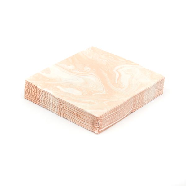 stack of marble blush napkins for party