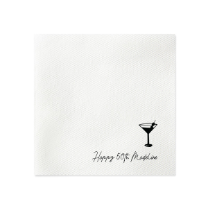 Celebrate in style with the sophisticated Martini Glass Script Birthday Napkin. Featuring a chic, cursive script, these napkins will add an elegant touch to your party decor when customized with your name. Perfect for a martini themed birthday celebration, these napkins are sure to impress your guests and make a milestone occasion extra special.