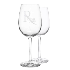 Floral Initial Glass Wine Set