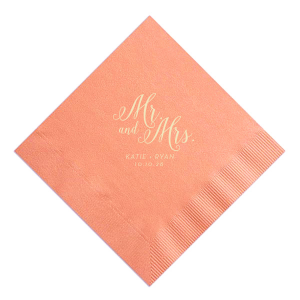 Unveil elegance with the Mr and Mrs Calligraphy Wedding Napkin, boasting grand calligraphic script that announces your union. Beneath, the couple's names and date in refined print add a touch of class to any wedding celebration.