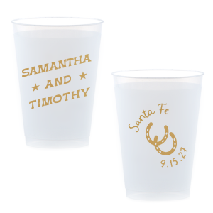 Get wild and rowdy with the customizable Giddy-Up Western Cup. Personalize the text with the names of your favorite cowpokes in the ink color of your choice. Perfect for sipping cool refreshments during blistering summer hoedowns. 