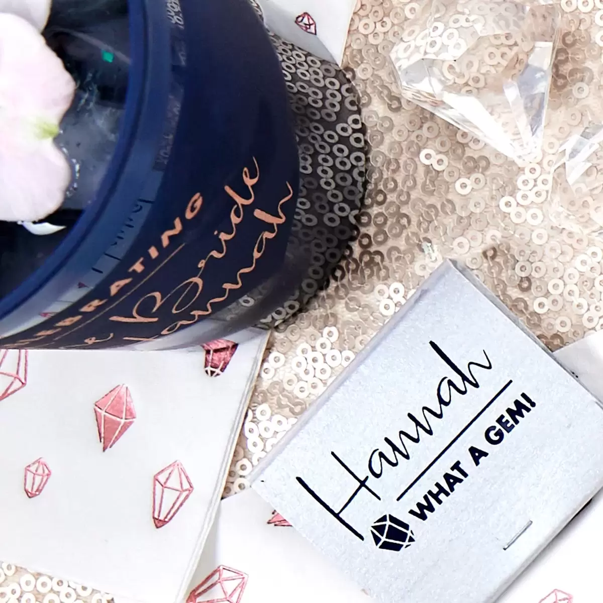 Personalized party accessories for your Gemstone Bridal Shower theme
