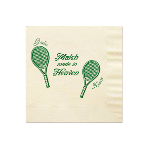 Accentuate your next big party event with the Match Made in Heaven Tennis Napkin from our Country Club collection. Perfect for summertime shindigs and outdoorsy occasions, the customizable napkin comes in your choice of foil and napkin colors along with personalized text. Score them before it's too late!