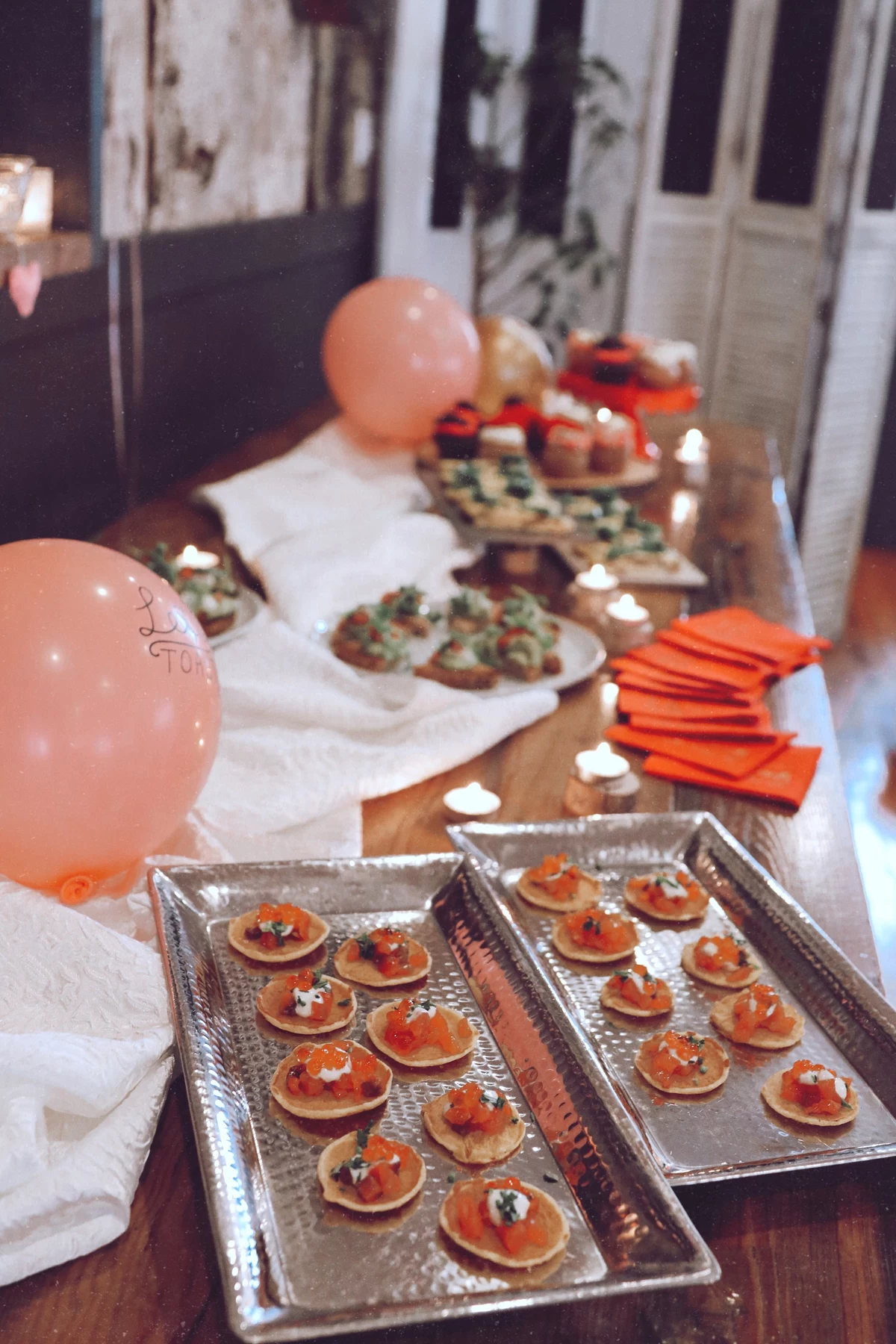 custom designed balloons added a cute touch to the appetizer bar
