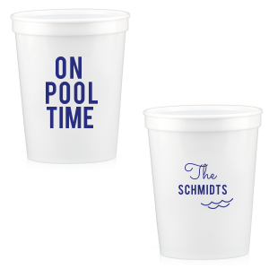 Our beautiful custom White 16 oz Stadium Cup with Matte Cobalt Ink Cup Ink Colors has a Wave Accent graphic and is good for use in Travel, Beach/Nautical, Father's Day themed parties and will impress guests like no other. Make this party unforgettable.
