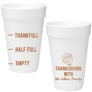 Delight friends and family this holiday season with the Funny Thankful Family Name Cup. The cheeky party cup is perfect for festive functions and home entertainment. Customize the design with personalized text, showcasing your family's name in your choice of one of our many colors!
