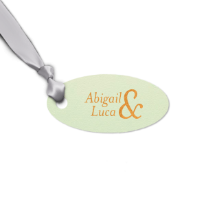 ForYourParty's elegant Poptone Mint Oval Gift Tag with Shiny Copper Foil will give your party the personalized touch every host desires.