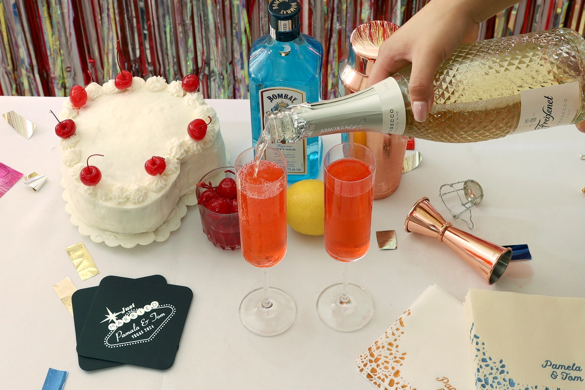 top your cherry french 75 with prosecco