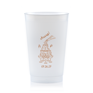 Enjoy a new spin on our classic design with the Champagne Tower Initials Cup. Featuring the initials of the couple alongside a fabulous champagne tower, the sleek cup can be personalized in your choice of ink colors to make it unique as yourself!