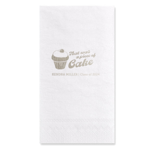 Add a sweet touch to the graduation festivities with the Piece of Cake Graduation Napkin, featuring a delightful cupcake graphic and the playful phrase "That was a piece of cake," along with the graduate's name and year. A lighthearted nod to their accomplished journey.