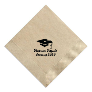 Groovy Grad Cap Celebration Napkin