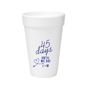 ForYourParty's personalized Matte Cobalt Ink 12 oz Styrofoam Cup with Matte Cobalt Ink Cup Ink Colors has a Arrow Heart graphic and is good for use in Hearts, and Wedding themed parties and can't be beat. Showcase your style in every detail of your party's theme!