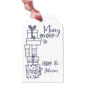 Our personalized Marble Gray Luggage Gift Tag with Shiny Convertible Red Foil has a Present Pile graphic and is good for use in Holiday, Christmas, Kid Birthday themed parties and will make your guests swoon. Personalize your party's theme today.