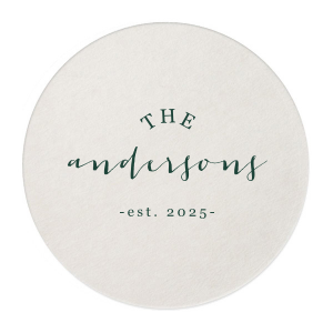 Our beautiful custom Eggshell Square Coaster with Matte Spruce Foil will give your party the personalized touch every host desires.