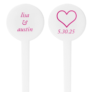 Our custom Shiny Fuchsia Rectangle Stir Stick with Shiny Fuchsia Foil has a Heart Outline graphic and is good for use in Wedding and Love themed parties and will look fabulous with your unique touch. Your guests will agree!