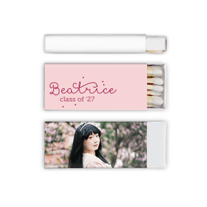 Our personalized White Classic Custom Photo Matchbox with Matte Blush Ink Digital Print Colors and Matte Dark Magenta Ink Digital Print Colors can be customized to complement every last detail of your party.