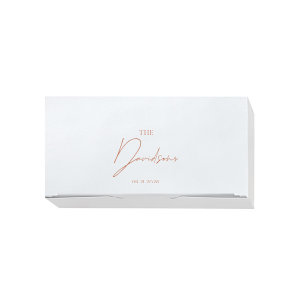 Present your guests with the Boho Terracotta Wedding Favor Box, an embodiment of autumn elegance from the Boho Terracotta Wedding collection. The word "The" graces the top in a timeless serif font, creating a prelude to the new couple's last name, which you can personalize in an exquisite script. Beneath, the date of your wedding or event is inscribed, offering a perfect vessel for favors or leftover treats in a design that reflects the rich, moody palette of a chic fall ceremony.