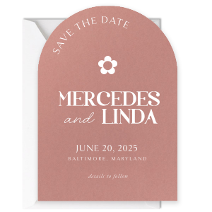 Minimal Floral Save The Date Arch Invitation