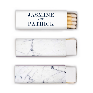 Our custom White Classic Custom Photo Matchbox with Matte Navy Ink Digital Print Colors and Matte Slate Gray Ink Digital Print Colors can be customized to complement every last detail of your party.