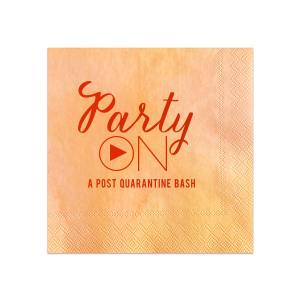 ForYourParty's elegant Watercolor Sunrise Cocktail Napkin with Shiny Poppy Foil will impress guests like no other. Make this party unforgettable.