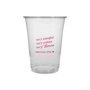 Be very mindful, very cutesy, very demure at your next event! You can customize this trendy cup with your name or special message. A custom cup that is perfect for birthday parties or bachelorette parties.