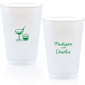 Add a splash of fun with the Cocktail Hour Couples Cup. Featuring text personalized to your name in the screen print ink color of your choice, the popular design is perfect for anniversaries, retirements and engagements!
