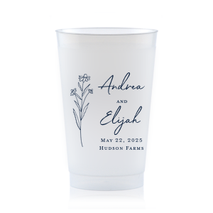 Embrace nature’s charm with the Wildflower Couple Names Wedding Cup, featuring a delicate wildflower stalk alongside the couple’s names in a simple, organic script. Perfect for celebrations that revel in the beauty of the outdoors and natural elegance, this cup subtly includes the event date and location.