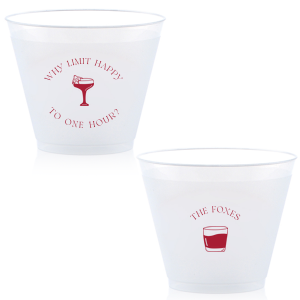 Extend the joy with the Why Limit Happy Hour Cup, perfect for wedding cocktail hours or home entertainment, personalized with your family name. Emblazoned with "Why limit happy to one hour?" and a delightful cocktail graphic, it invites guests to savor every moment.