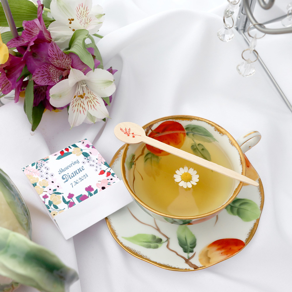 Hand Drawn Floral Photo Tea Favor