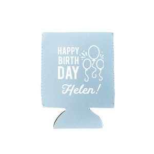 Personalized Coral Flat Can Cooler with Matte White Ink Cup Ink Colors has a Balloons graphic and is good for use in Kid Birthday, Birthday themed parties and can be customized to complement every last detail of your party.