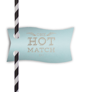 Our personalized Poptone Sky Blue Rectangle Straw Tag with Shiny Sterling Silver Foil Color has a One Hot Match graphic and is good for use in Words themed parties and couldn't be more perfect. It's time to show off your impeccable taste.