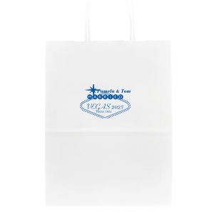 Blue Custom Personalized Paper Gift Bag - Custom Wedding Guest