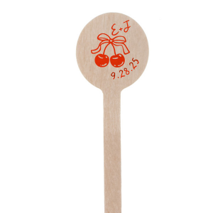 Cherry Bow Initials Stir Stick