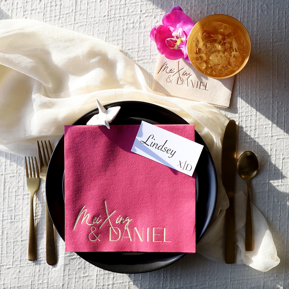 White Lotus custom dinner napkin