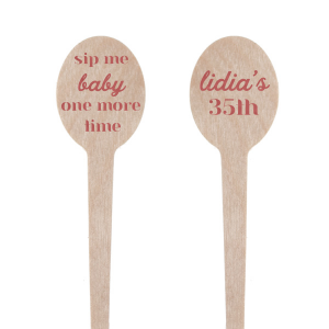 The Sip Me Baby One More Time Stir Stick is a playful and personalized way to celebrate any birthday bash, featuring your name and milestone birthday on one side, and a catchy "Sip Me Baby One More Time" in both elegant and modern scripts on the other. This fun and bespoke drink accessory is sure to be a hit, adding a touch of whimsy to your celebratory toasts. 