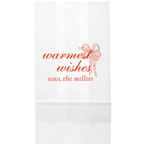 A gift presented in the Warmest Wishes Bag will certainly place good cheer into the hearts of loved ones. The elegant bag comes in a variety of colors with a multitude of inks to create custom text that clearly imparts your holiday message.