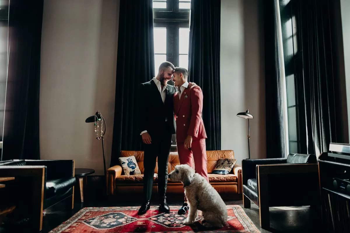 Let your dog keep you company as you get ready for your wedding day!