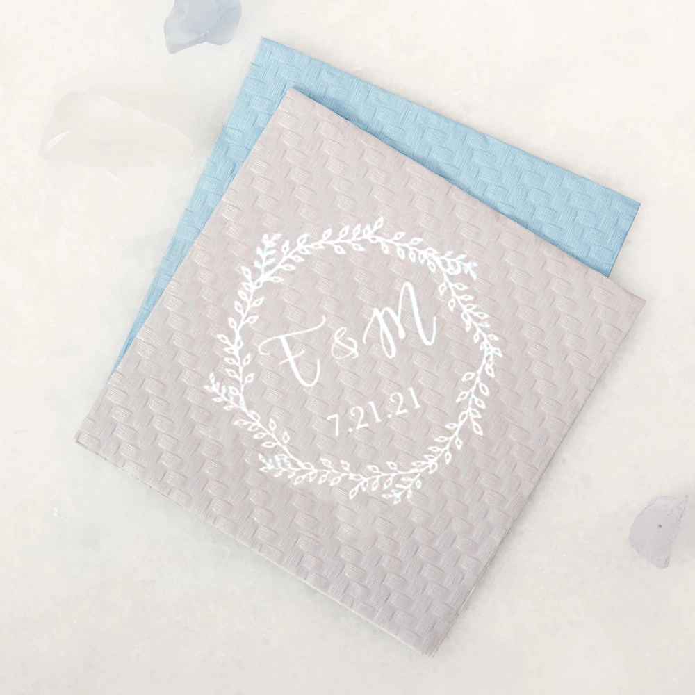 customized basketweave cocktail napkin