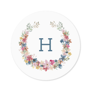 48 Personalized Wildflower Wreath Labels Custom Wedding Round Stickers 1.5  B631