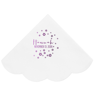 ForYourParty's elegant Fuchsia Cocktail Napkin with Shiny Amethyst Foil has a Star of David Frame graphic and is good for use in Jewish Symbols, Halloween, Frames themed parties and couldn't be more perfect. It's time to show off your impeccable taste.