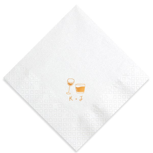 Elevate your table setting with the Sip in Style Dual Glass Napkin, presenting a hand-drawn depiction of both a wine and a martini glass in a contemporary, minimalist fashion. Below the refined design, your initials await personalization in an elegant handwritten font, making this napkin a perfect match for weddings, engagement parties, or chic birthday celebrations.