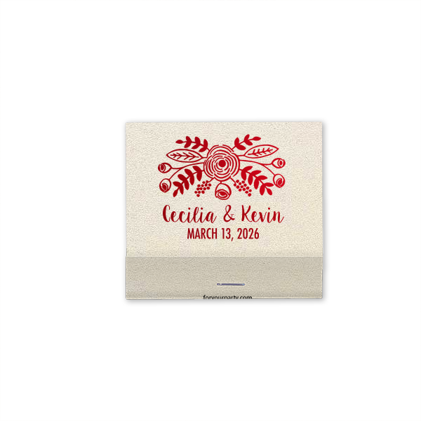 Spark vintage charm at your wedding with the Bold Floral Bouquet Match, boasting a peony-led floral array. Scripted couple's names and date beneath this botanical art add a timeless flourish to your day of timeless love.