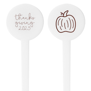 Our custom Matte Chocolate Round Stir Stick with Matte Chocolate Foil has a Pumpkin graphic and is good for use in Thanksgiving, Halloween themed parties and will give your party the personalized touch every host desires.