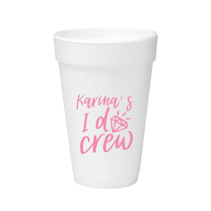Our Bachelorette I Do Crew Cup is good for use in Wedding, Bridal Shower themed parties and will add that special attention to detail that cannot be overlooked.