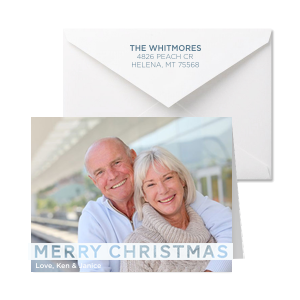 The ever-popular White Custom Photo Large Note Card with Matte White Ink Digital Print Colors and Matte Stone Blue Ink Digital Print Colors are a must-have for your next event—whatever the celebration!