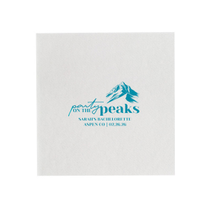 The Party on the Peaks Napkin is perfectly fabulous for destination bachelorette parties and more! Printed on the napkin style and foil color of your choice, the stylish napking is easy to customize with your important event details. 