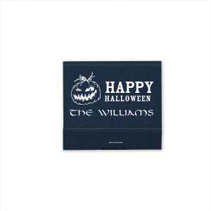 Illuminate your spooky festivities with the Halloween Jack-O-Lantern Matchbook, casting a 'Happy Halloween' glow beside a grinning pumpkin. Add your family name for a personalized flicker that adds a spirited spark to your autumnal revelry.