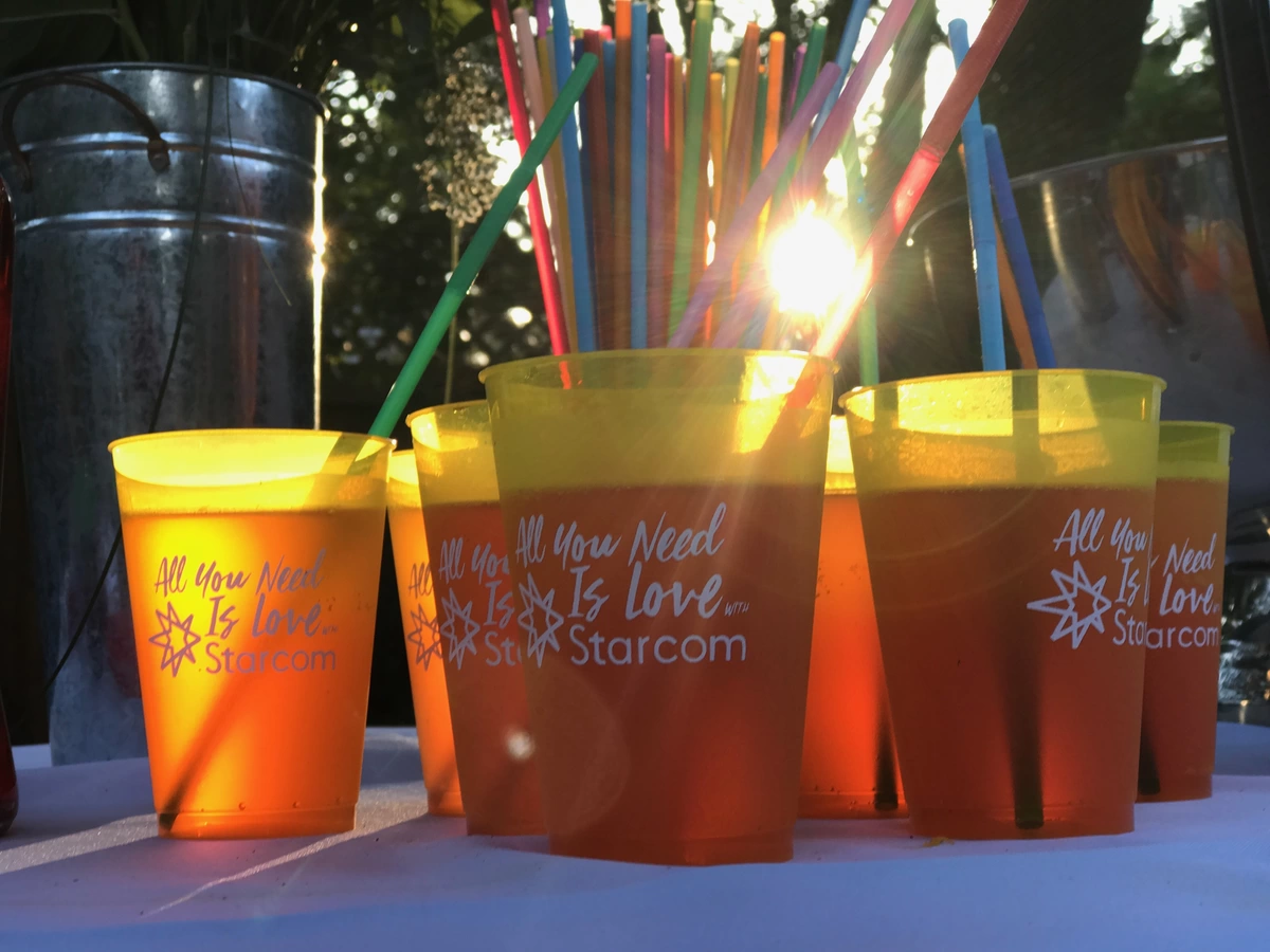 custom cups in a bright yellow 